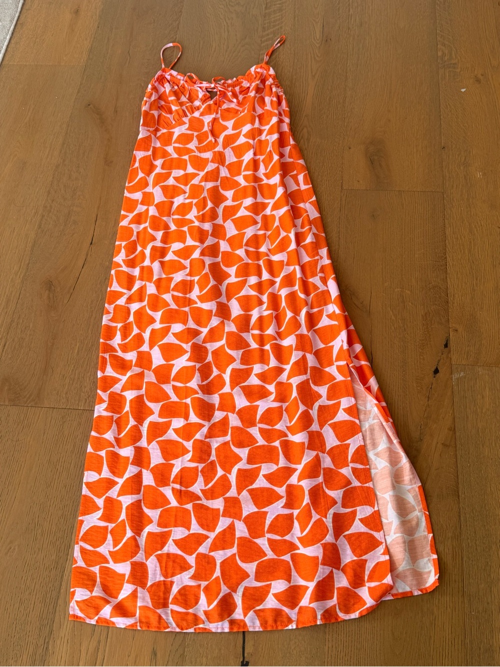 Monteau Los Angeles Lovely Orange and White Printed Maxi Sundress